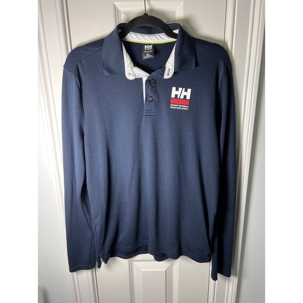 Helly Hansen Mens Navy Ocean Race Legacy Long Sleeve Polo Shirt Size M